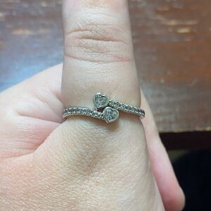 Pandora Silver Heart Ring with Sparkling Stones